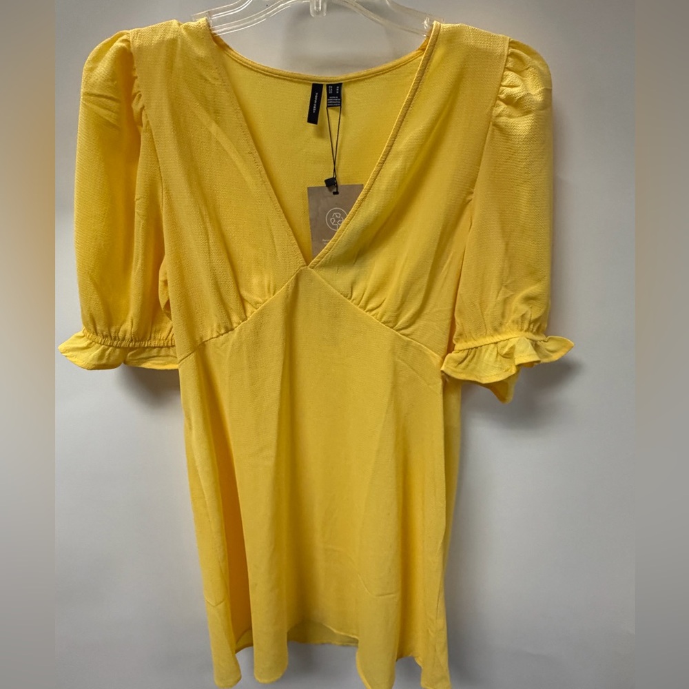 Brand New Vero Moda Yellow Ruffle Mini Dress